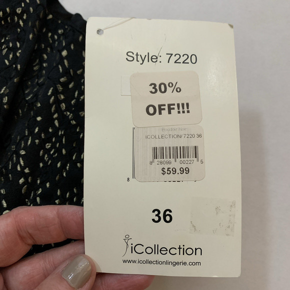 iCollection Boudior Lace Corset Thong Set Sz 36 Black Gold Brocade Pin Up Glam - Picture 13 of 16